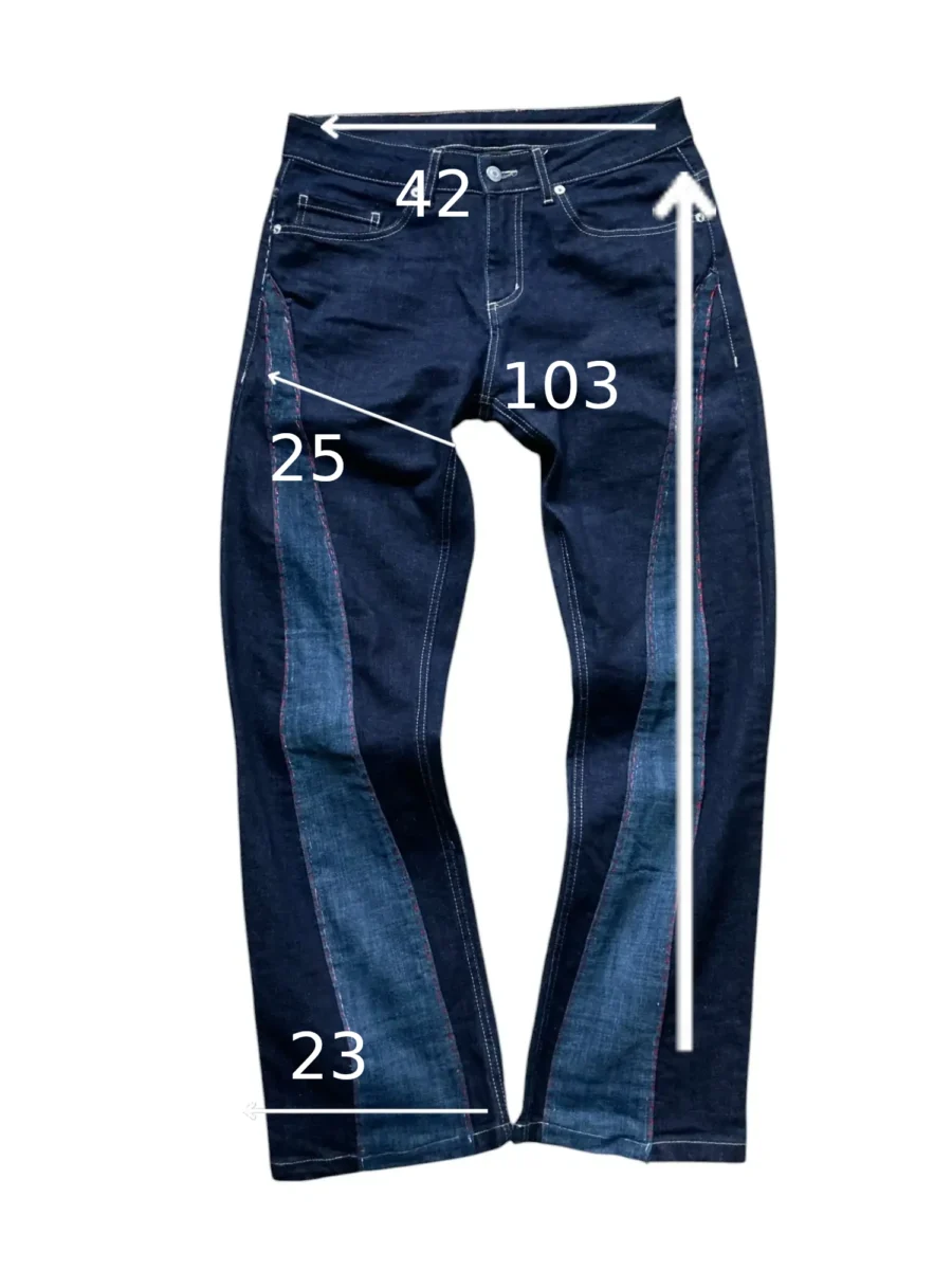 [XL] Customowe Jeansy z Kontrastowymi Wstawkami - obrazek 2