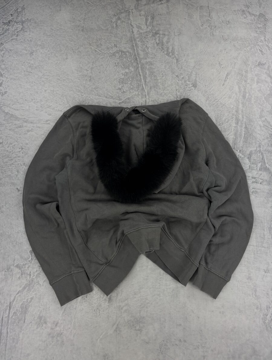 [L] Bluza Opium Szara z Czarnym Futerkiem - obrazek 3